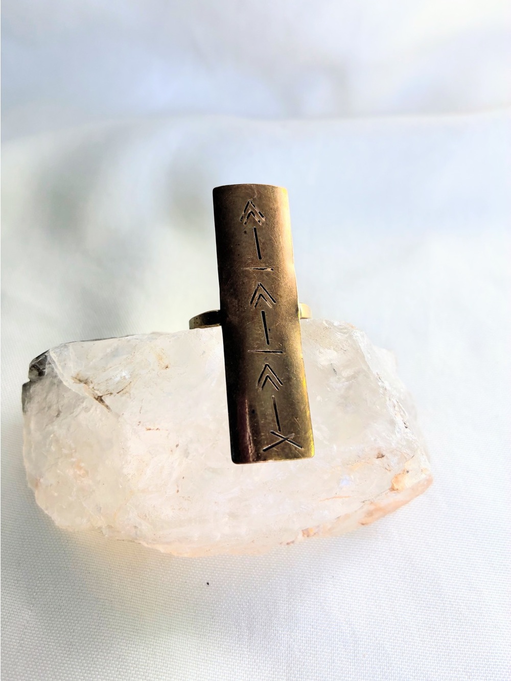 Gold-Tone Tribal Bar Statement Ring - Women Jewelry - Picture 8 of 9